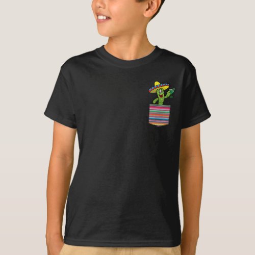 Cactus Pocket Serape Margarita Fiesta Party Gifts T_Shirt