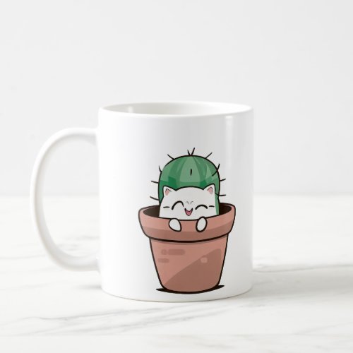 Cactus Pot Cat Coffee Mug