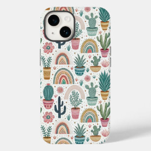 Cactus Pot with Plants, Flowers and Rainbows Case-Mate iPhone 14 Case
