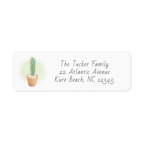 Cactus Potted Plant Succulent Family Address Label
