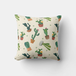 Cactus Print Decor Pillow, Southwest Outdoor Decor Throw Pillow
