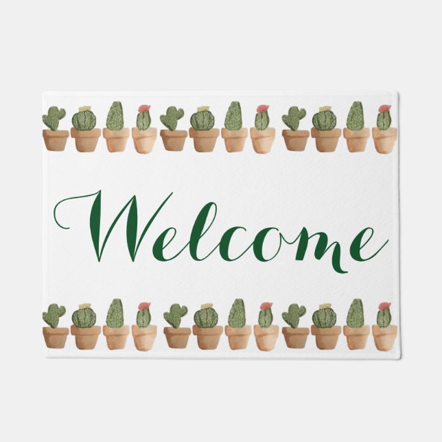 Cactus Print Welcome Mat (Front)