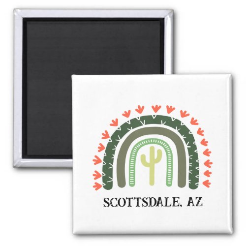 Cactus Rainbow Modern Desert Southwest Own Text Magnet