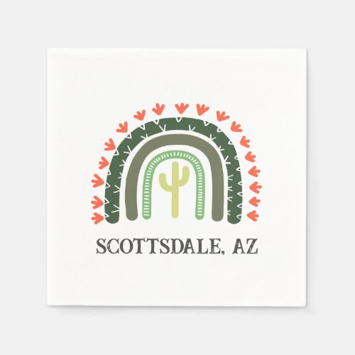 Cactus Rainbow Scottsdale Orange Green Modern Napkins