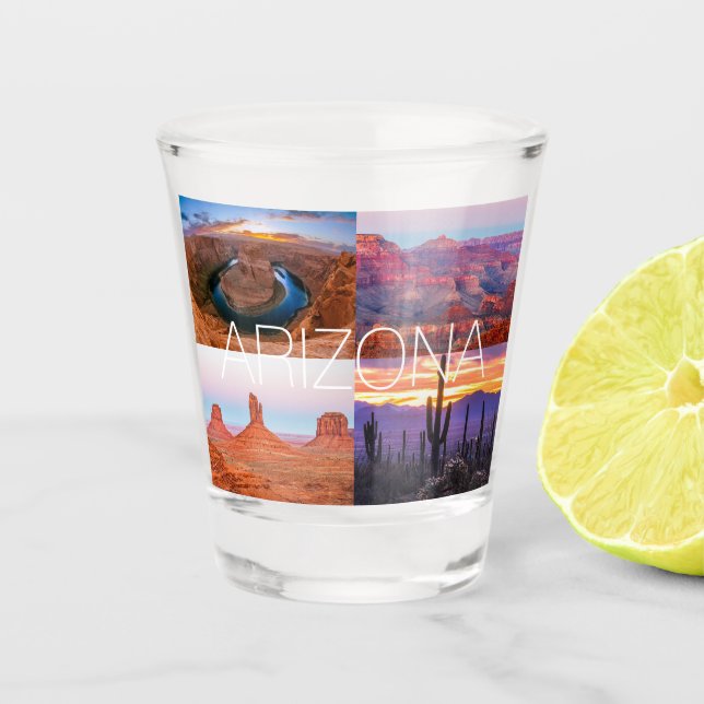Cactus Red Rock Sunset Nature Landscapes Arizona Shot Glass (Front)