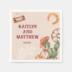 Cactus Rustic brown Western Wedding Napkins