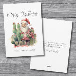 Cactus Santa Merry Christmas Holiday Card<br><div class="desc">Watercolor Cactus Santa Merry Christmas Holiday Card. Merry Christmas gets a fun twist with this unique holiday card featuring a whimsical watercolor Santa Claus surrounded by green cacti and succulents. This playful and festive scene brings the holiday spirit to the desert, blending the charm of winter with the warmth of...</div>