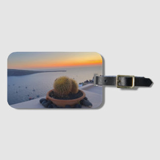 Cactus Santorini Greece Sunset Photography Luggage Tag