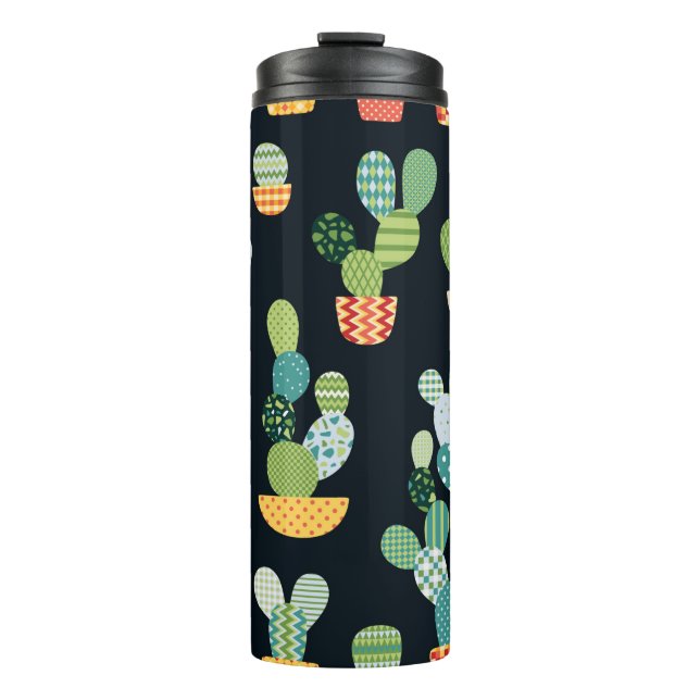 Cactus seamless pattern in patchwork style with pl thermal tumbler (Front)