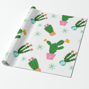 Cactus seamless vintage pattern,  repeated ornamen wrapping paper
