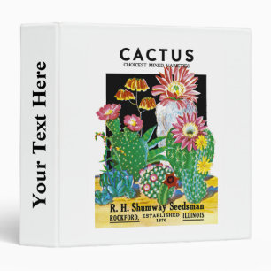 Cactus Seed Packet Label 3 Ring Binder