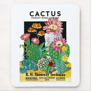 Cactus Seed Packet Label Mouse Pad
