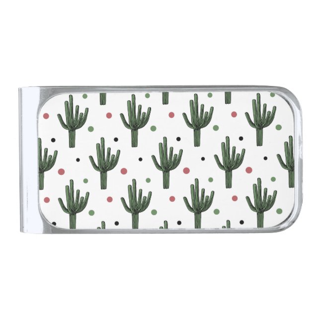 Cactus Silver Finish Money Clip (Front)