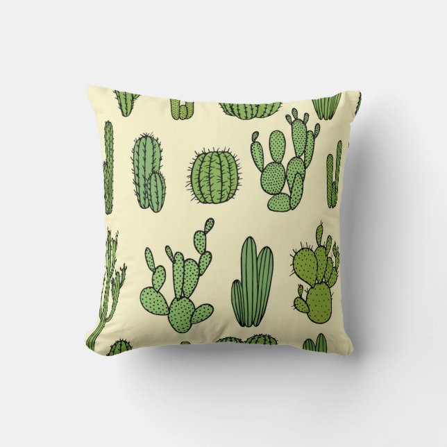 Cactus Sketch: Vintage Floral Elegance. Throw Pillow (Front)