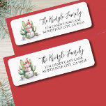 Cactus Snowman Christmas Return Address Label<br><div class="desc">Cactus Snowman Christmas Return Address label. This festive return address label features a whimsical watercolor snowman surrounded by green cacti and succulents, all decorated with colorful holiday lights. The snowman design is placed on the left side, while your name and address appear on the right in a mix of script...</div>