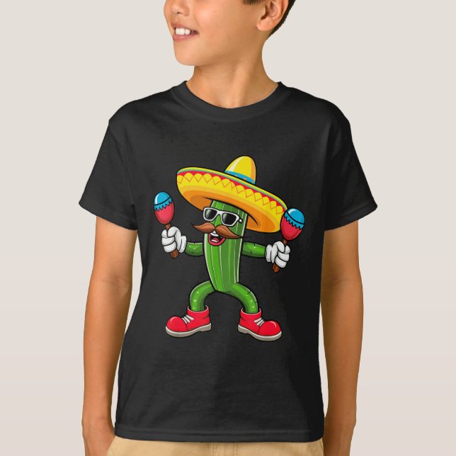 Cactus Sombrero Cinco De Mayo Mexican Cactus Party T-Shirt (Front)