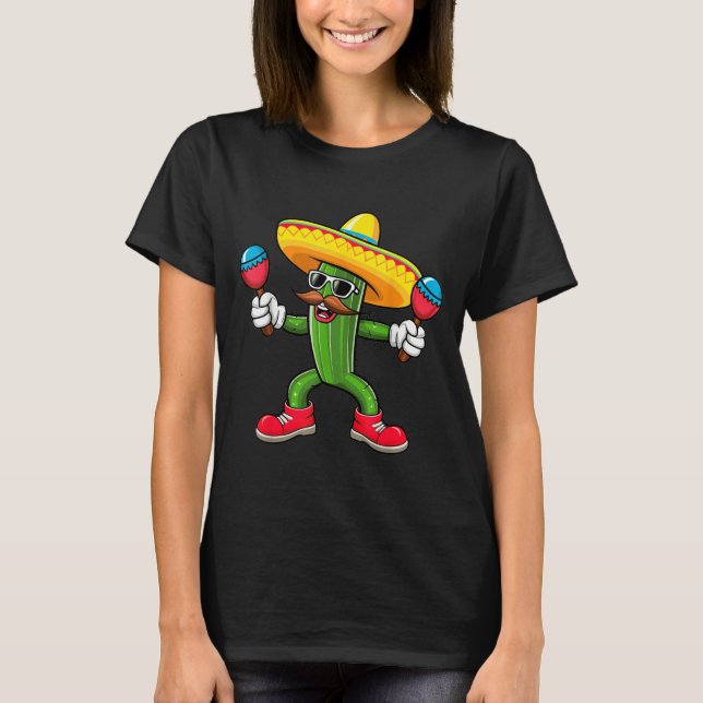 Cactus Sombrero Cinco De Mayo Mexican Cactus Party T-Shirt (Front)