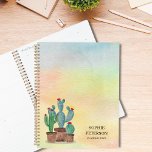 Cactus Southwest Desert Cacti Succulent Custom Planner<br><div class="desc">This colorful planner is decorated with pots of cacti and a watercolor background.
Easily customizable with your name and year.
Use the Customize Further option to change the text size,  style,  or color.
Original Watercolor © Michele Davies.</div>
