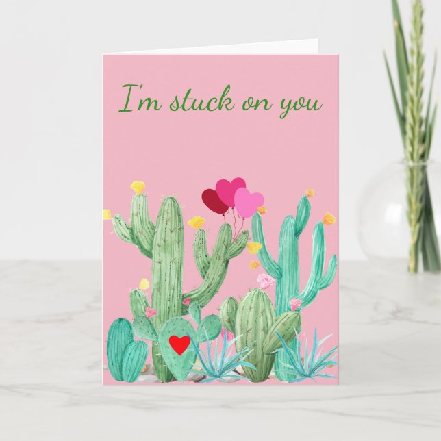 Cactus Southwest Desert Succulent Valentine's Day Card (Front)