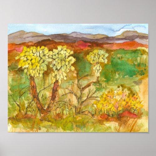 Cactus Southwest Desert Watercolor Painting Poster