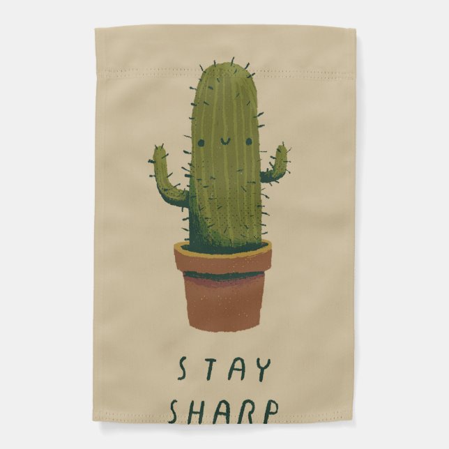 Cactus Stay Sharp Garden Flag (Front)