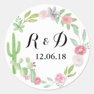 Cactus Stickers Round Mexican Cacti Wedding Label
