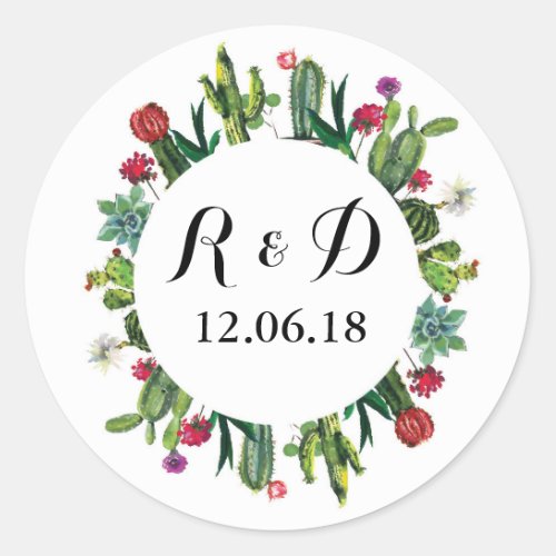 Cactus Stickers Round Mexican Cacti Wedding Label