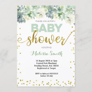 CACTUS succulent baby shower Invitation card