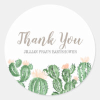 Cactus succulent baby shower thank you sticker