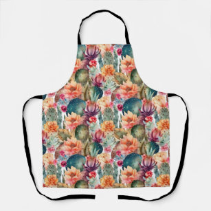 Cactus succulent blossom seamless pattern Mexico  Apron