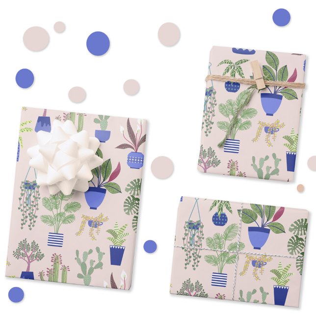 Cactus Succulent Blush Pink Wrapping Paper Sheets (Cactus cacti houseplant succulent blush pink wrapping paper sheets)