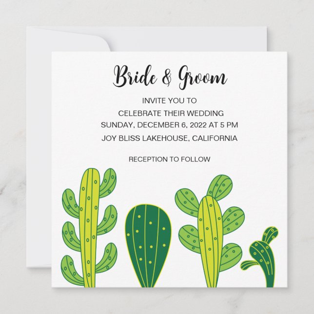 Cactus Succulent Botanical Wedding Invitation (Front)