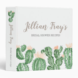 Cactus succulent bridal shower recipe binder