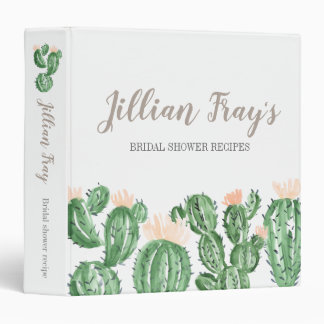 Cactus succulent bridal shower recipe binder