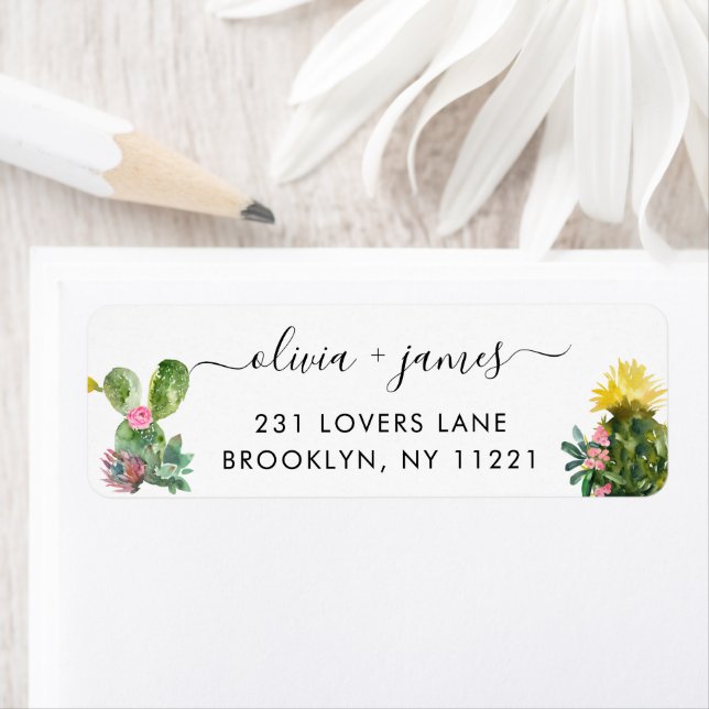 Cactus Succulent Cacti Desert Floral Watercolor Label (Insitu)