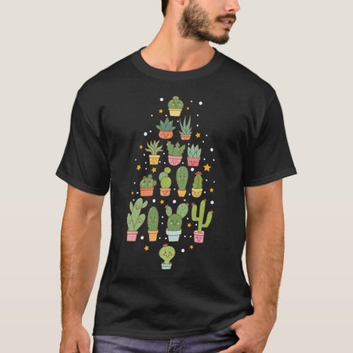 Cactus Succulent Christmas Tree Chistmas Season Pu T_Shirt