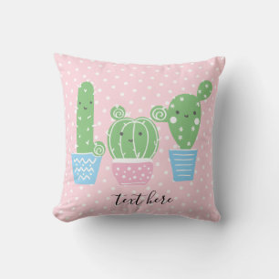 cactus, succulent, cute art fiesta, mexican, throw pillow