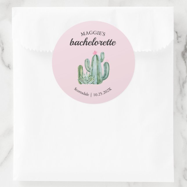 Cactus Succulent Desert Bachelorette Favor Classic Round Sticker (Bag)