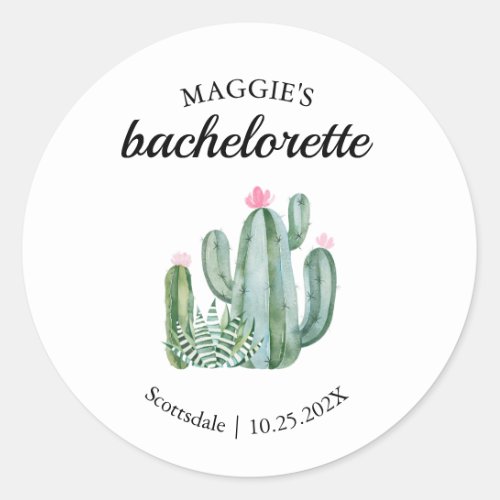 Cactus Succulent Desert Bachelorette Favor Classic Round Sticker