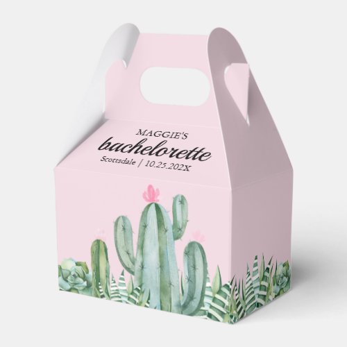 Cactus Succulent Desert Bachelorette Pink Favor Boxes
