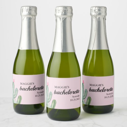 Cactus Succulent Desert Bachelorette Sparkling Wine Label