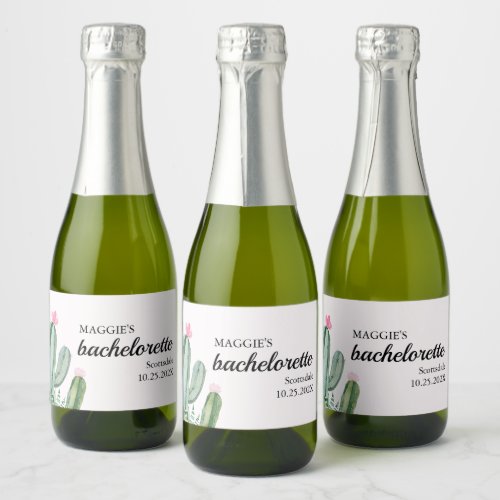 Cactus Succulent Desert Bachelorette Sparkling Wine Label