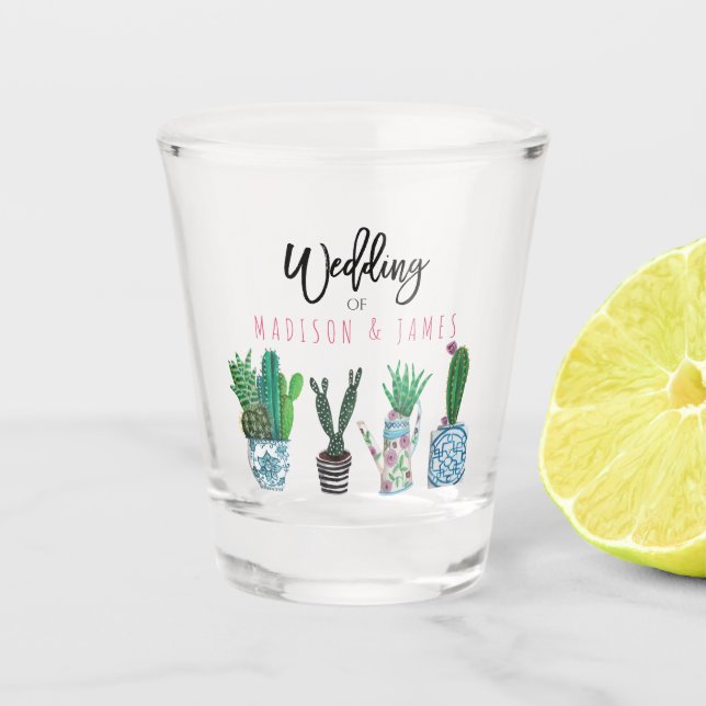Cactus Succulent | Fiesta Party | Wedding | Shot Glass (Front)