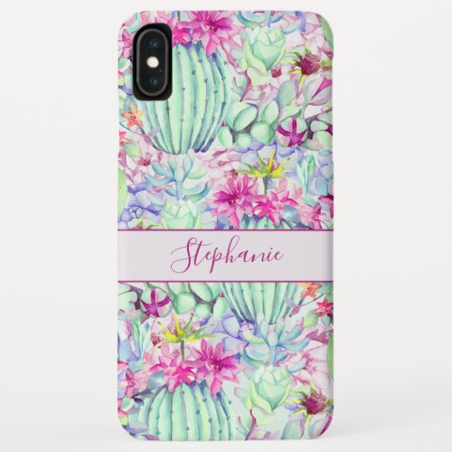 Cactus Succulent Floral Foliage Personalized iPhone XS Max Case