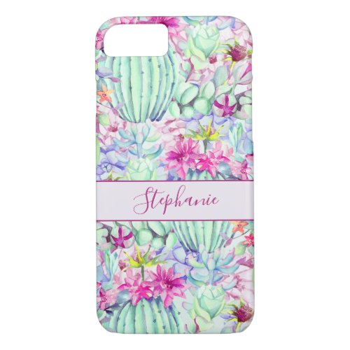 Cactus Succulent Floral Foliage Personalized iPhone 87 Case