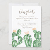 Cactus succulent graduation party invite (Back)