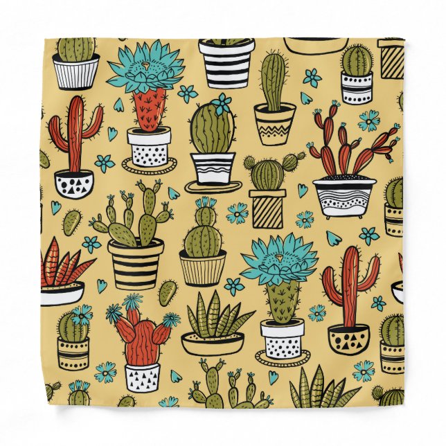 Cactus Succulent: Hand Drawn Sketch Bandana (Front)
