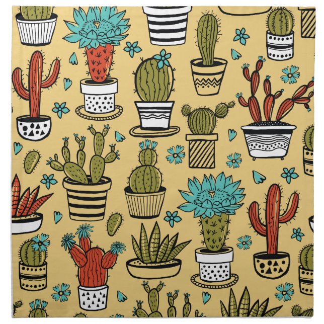 Cactus Succulent: Hand Drawn Sketch Cloth Napkin (Front)