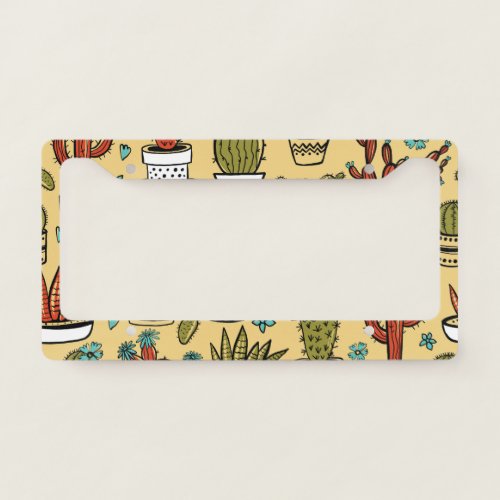 Cactus Succulent Hand Drawn Sketch License Plate Frame
