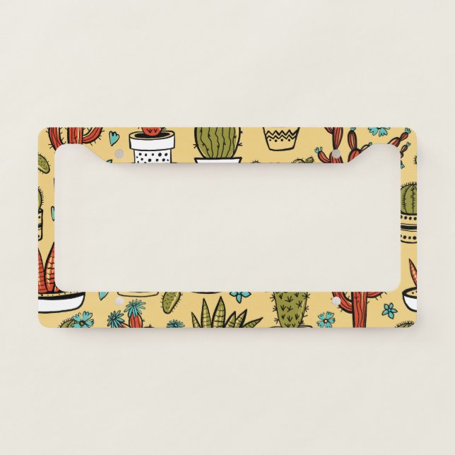 Cactus Succulent: Hand Drawn Sketch License Plate Frame (Front)